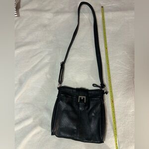 Black Merona purse shoulder crossbody body buckle zipper adjustable strap dressy
